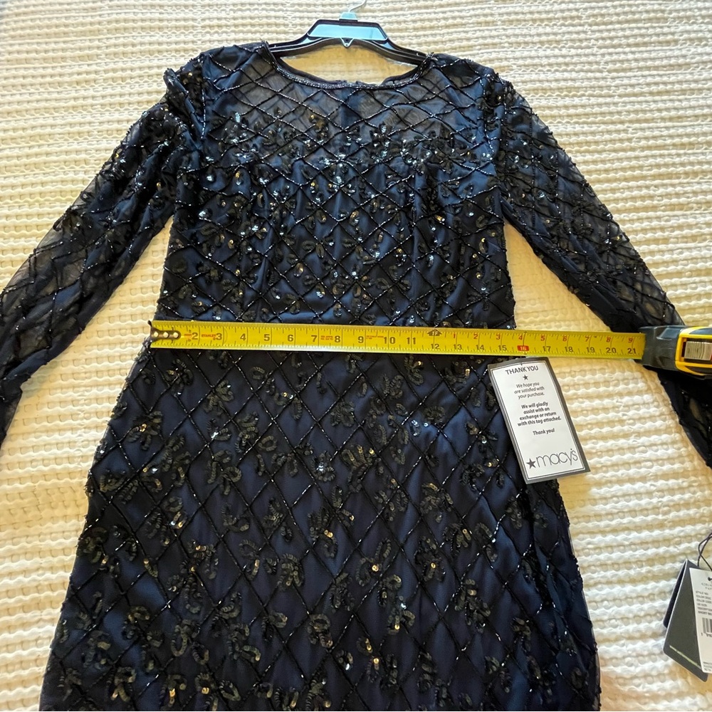 Adrianna Papell Navy Beaded Coctail Dress - Picture 6 of 13